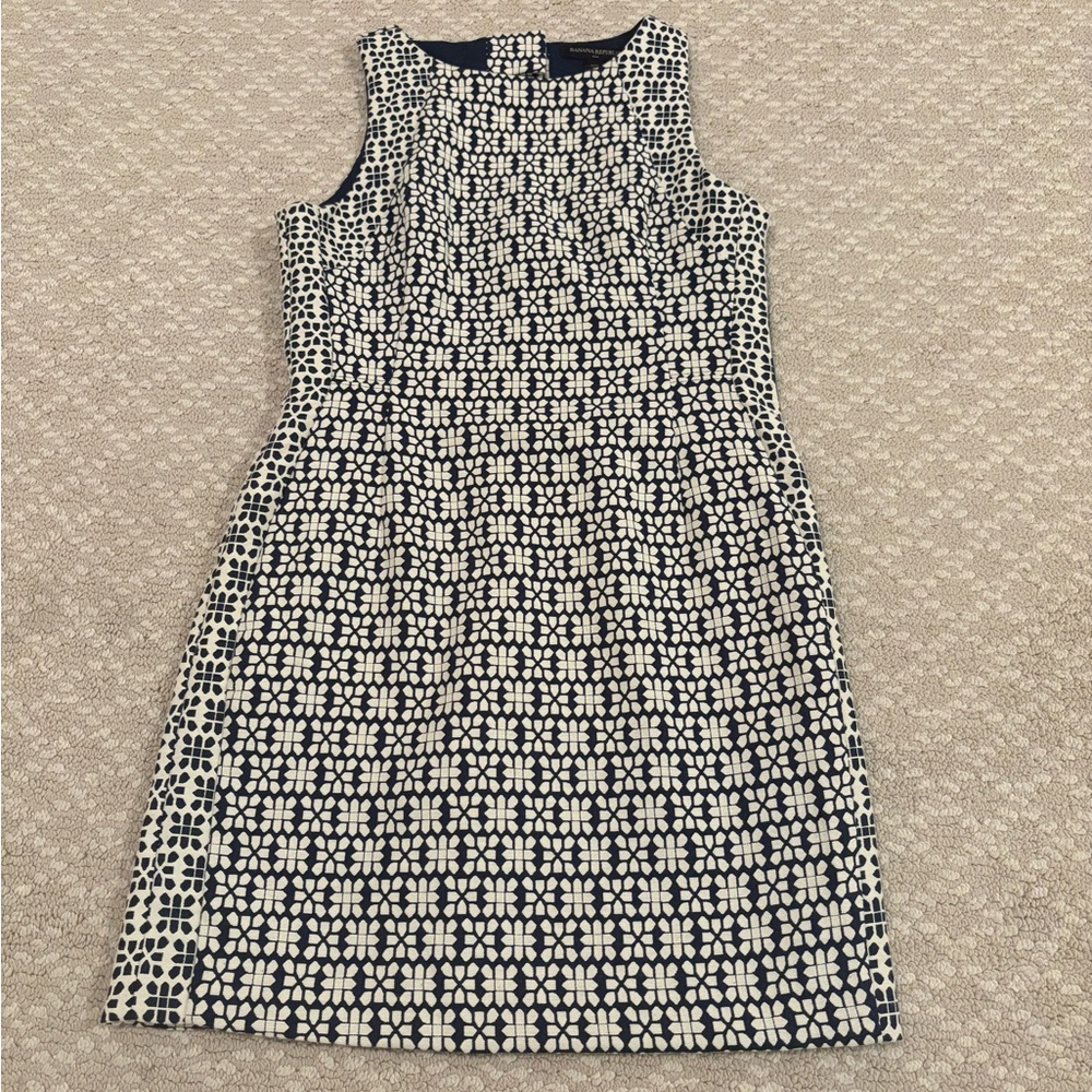 Banana Republic Navy and White Patterned Mini Dress
